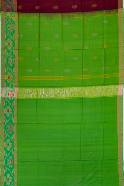 Uppada Silk Butta Brown Saree With Ikat Border