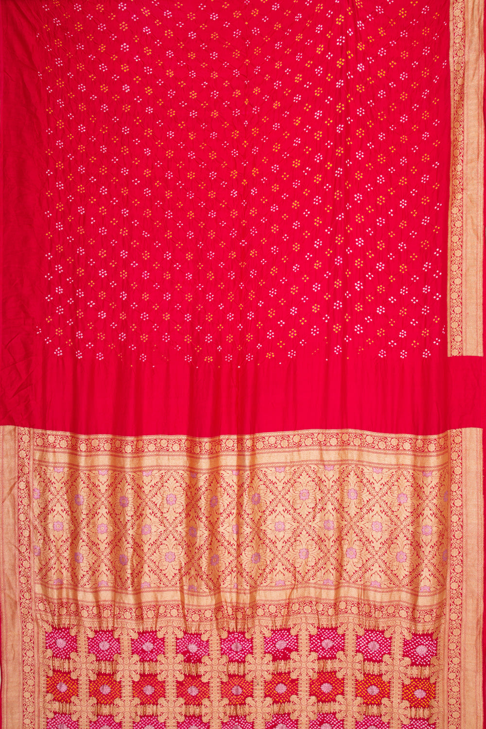Banarasi Silk Bandhani Brocade Red Saree