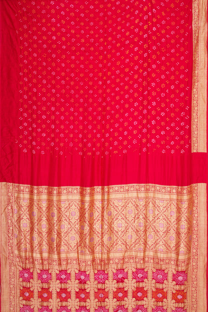 Banarasi Silk Bandhani Brocade Red Saree