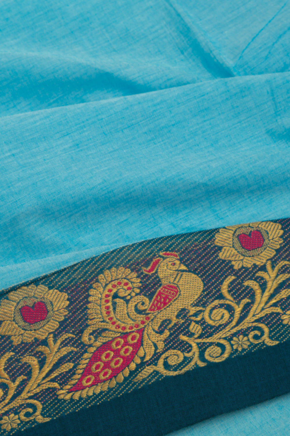 Mangalgiri Cotton Plain Sky Blue Saree