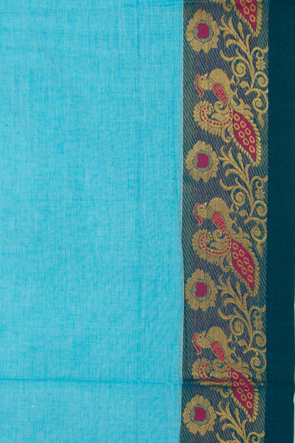 Mangalgiri Cotton Plain Sky Blue Saree