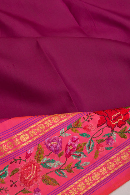 Petit Point Kanchipuram Silk Plain Purple Saree