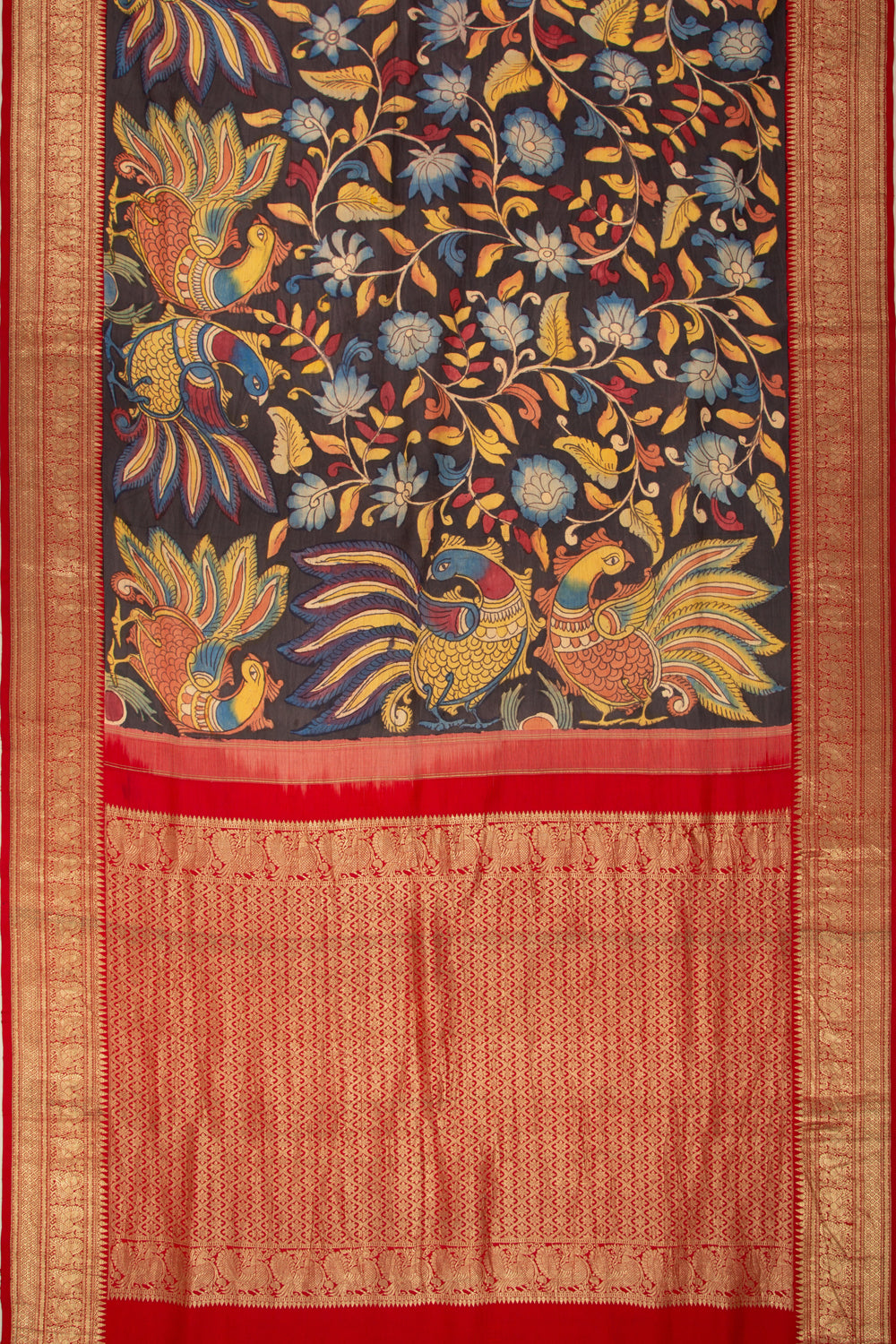 Kanchipuram Silk Kalamkari Black Saree