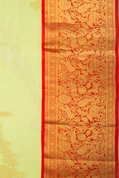 Kanchipuram Linen Leheriya Pista Green Saree-Not Allowed Online