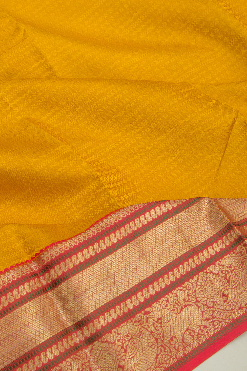 Kanchipuram Silk Jacquard Yellow Saree