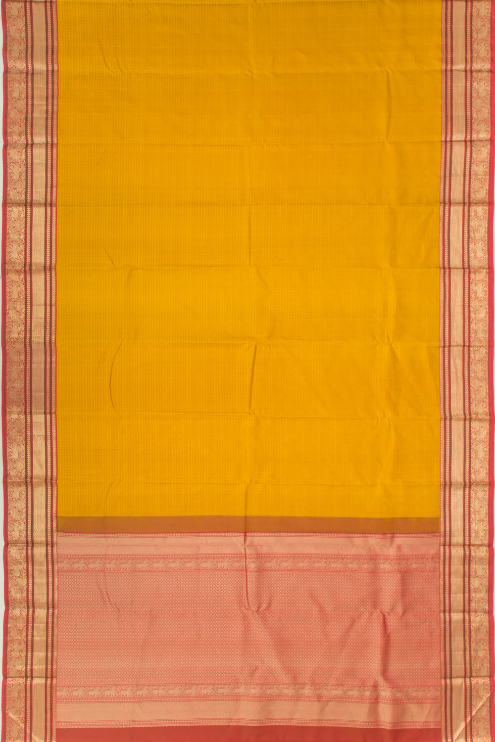 Kanchipuram Silk Jacquard Yellow Saree