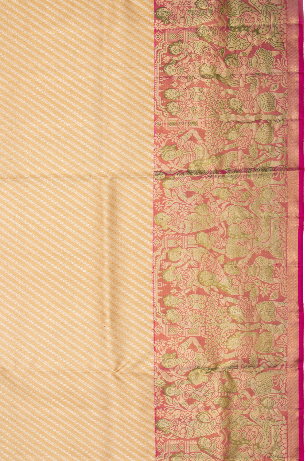 Kanchipuram Silk Leheriya Cream Saree
