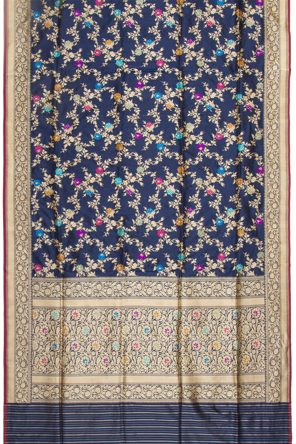 Banarasi Silk Kadwa Jaal Blue Saree With Meenakari