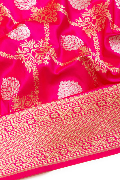 Banarasi Silk Jaal Pink Saree