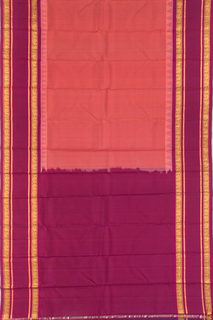 Kanchipuram Silk Checks Peach Saree