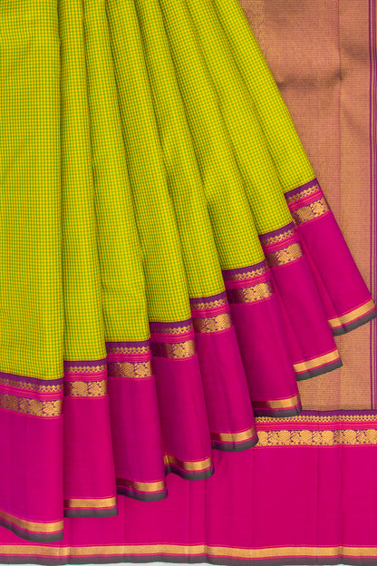 Kanchipuram Silk Checks Green Saree