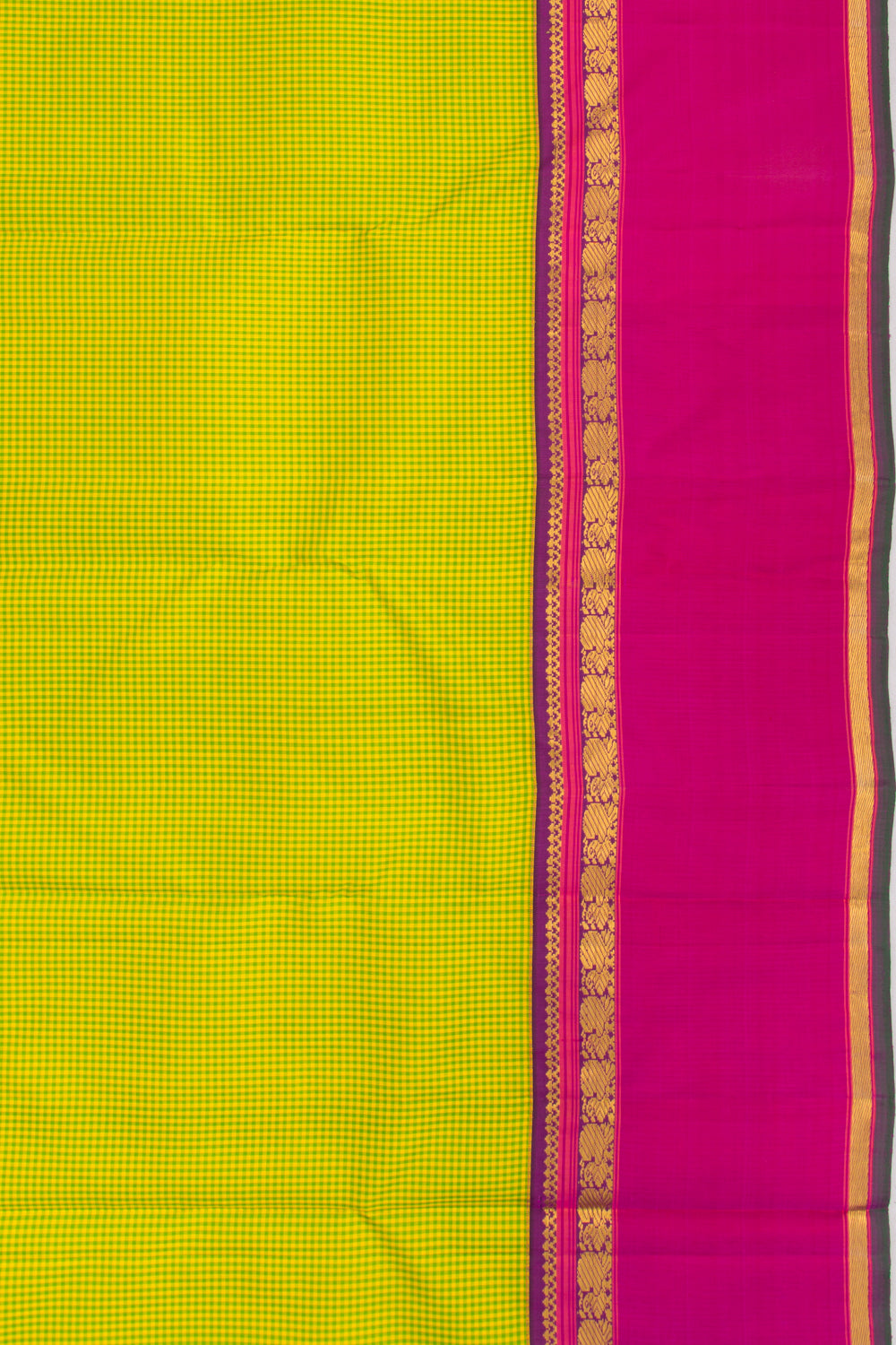 Kanchipuram Silk Checks Green Saree