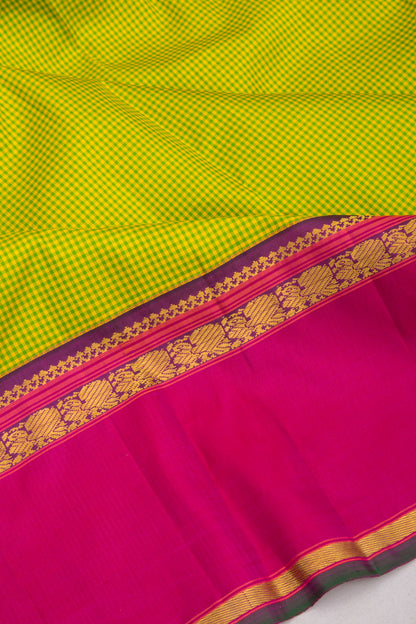 Kanchipuram Silk Checks Green Saree