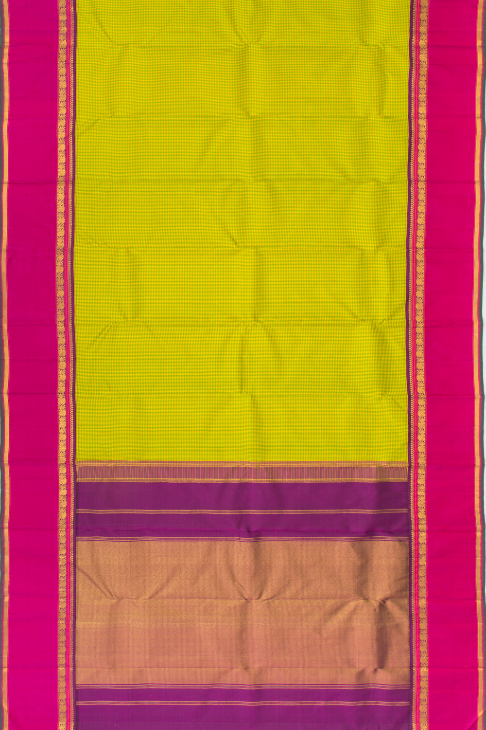 Kanchipuram Silk Checks Green Saree