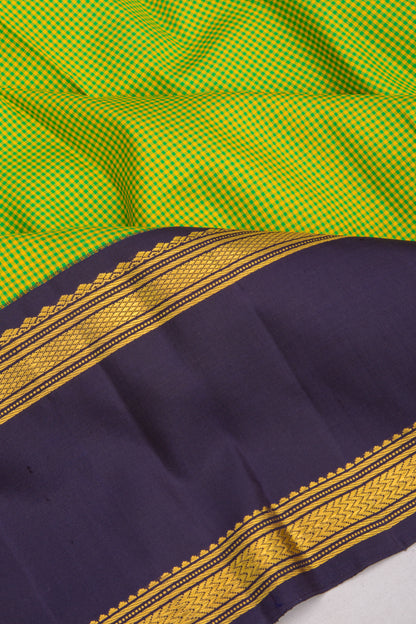 Kanchipuram Silk Checks Green And Yellow Saree