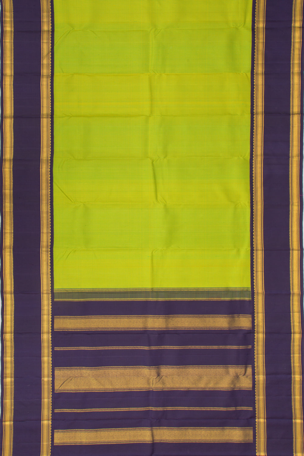 Kanchipuram Silk Checks Green And Yellow Saree
