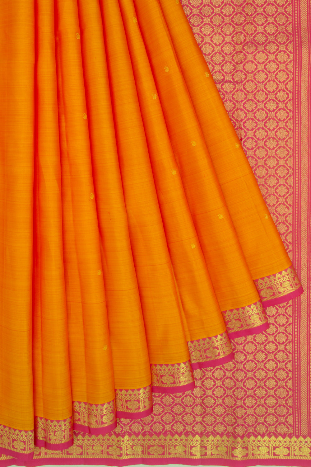 Kanchipuram Silk Butta Mustard Yellow Saree