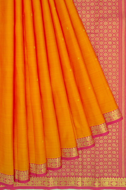 Kanchipuram Silk Butta Mustard Yellow Saree