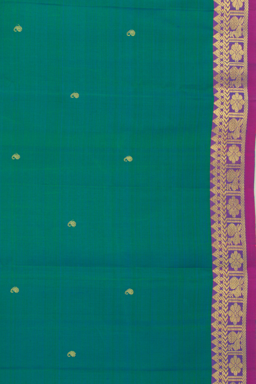 Kanchipuram Silk Butta Dual Tone Blue And Green Saree