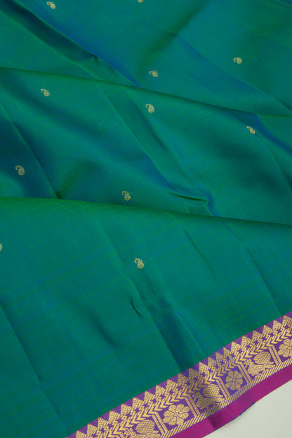 Kanchipuram Silk Butta Dual Tone Blue And Green Saree