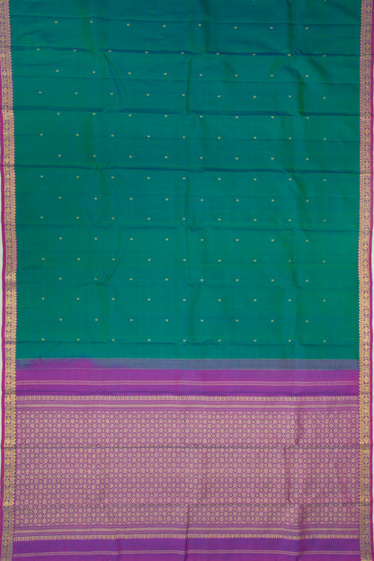 Kanchipuram Silk Butta Dual Tone Blue And Green Saree