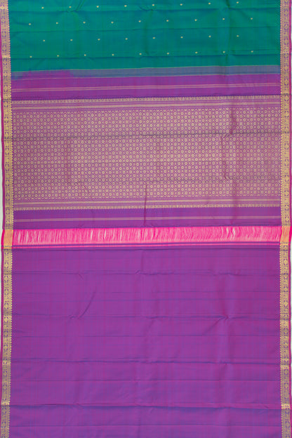 Kanchipuram Silk Butta Dual Tone Blue And Green Saree