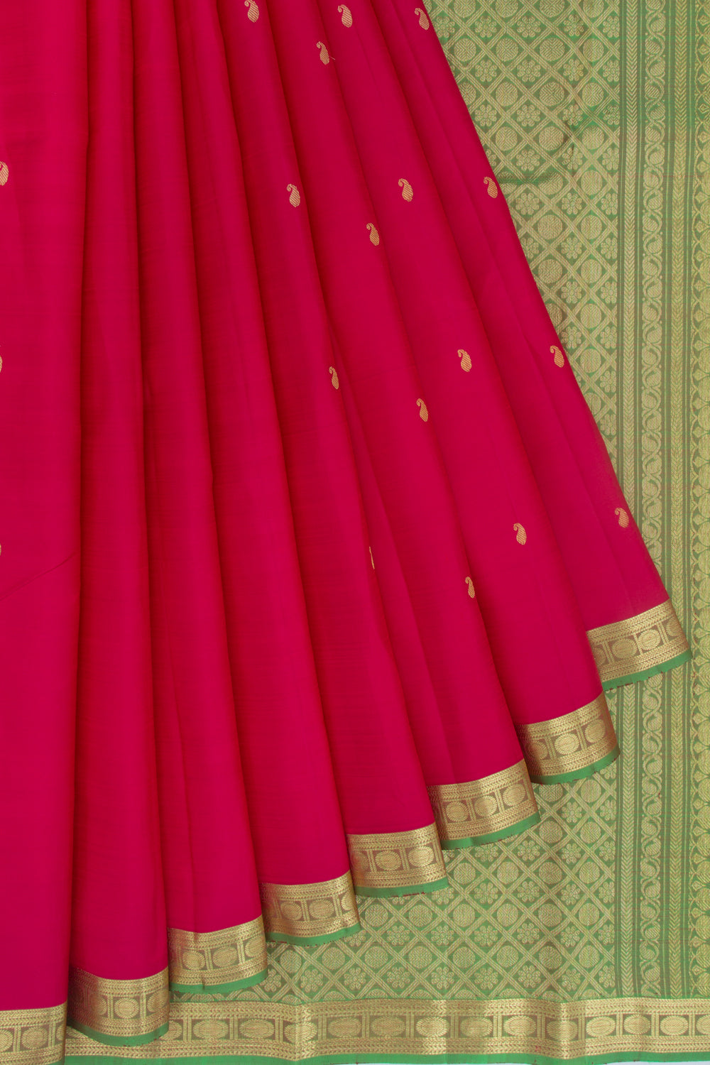 Kanchipuram Silk Butta Redish Pink Saree