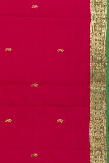 Kanchipuram Silk Butta Redish Pink Saree