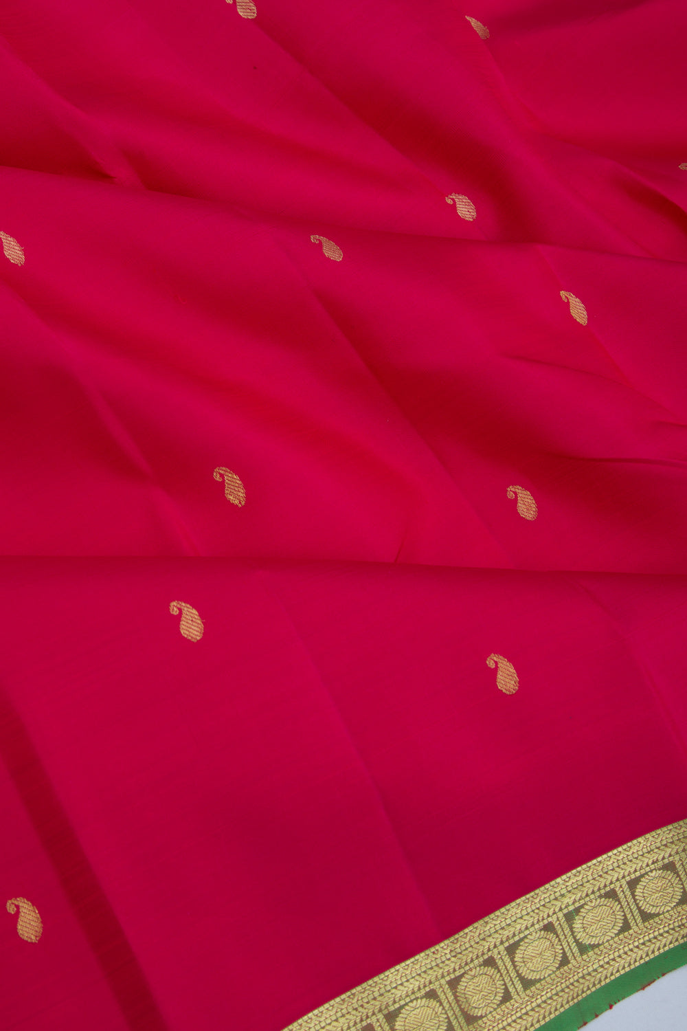 Kanchipuram Silk Butta Redish Pink Saree
