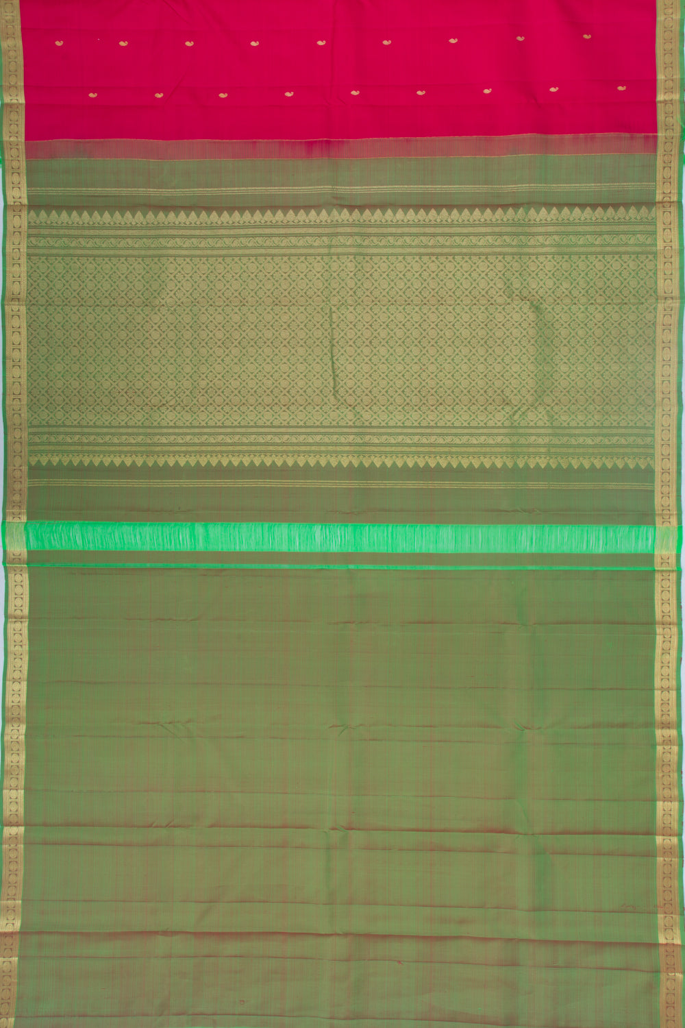 Kanchipuram Silk Butta Redish Pink Saree