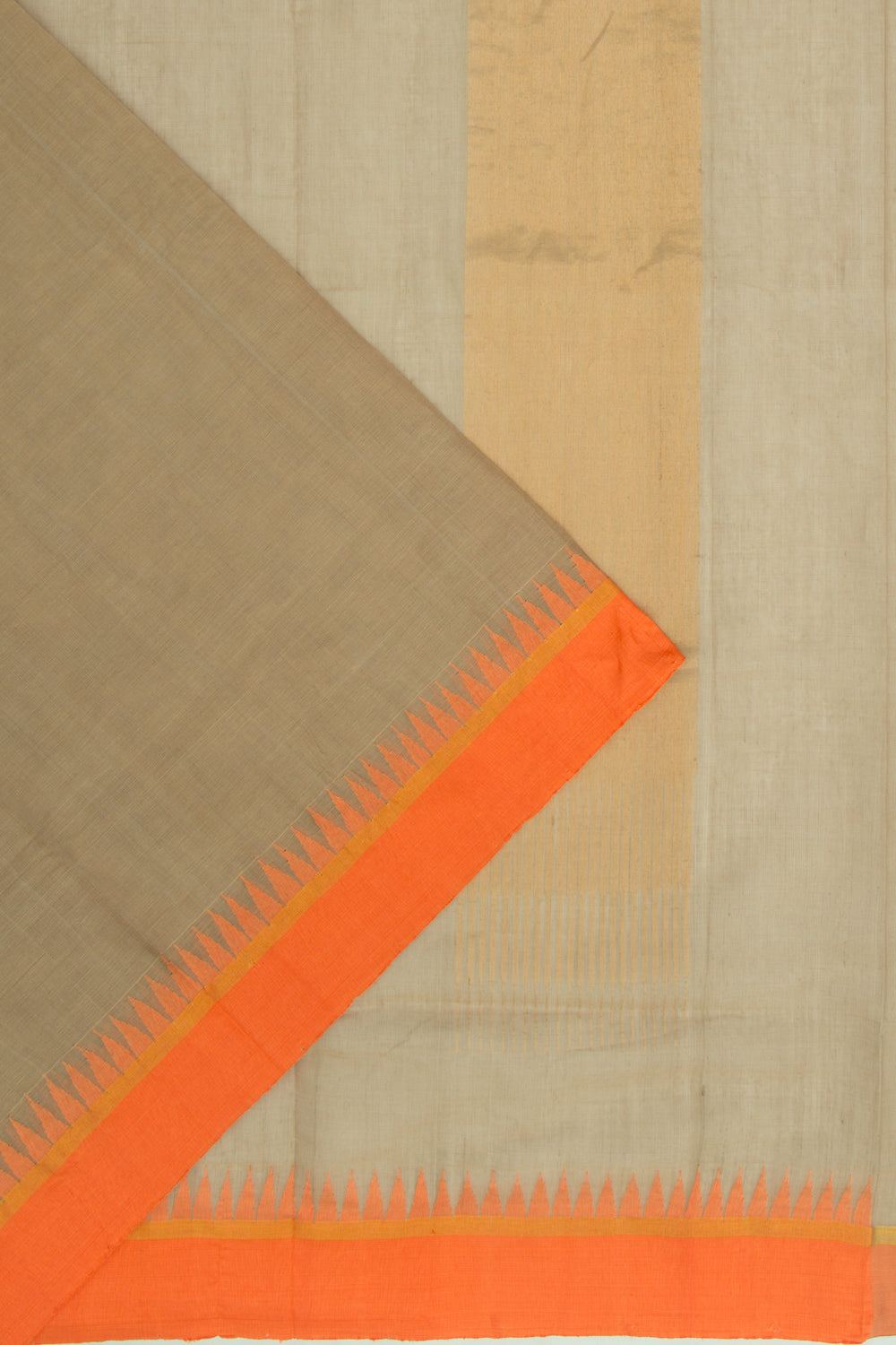 Ponduru Handspun Cotton Plain Brown Saree
