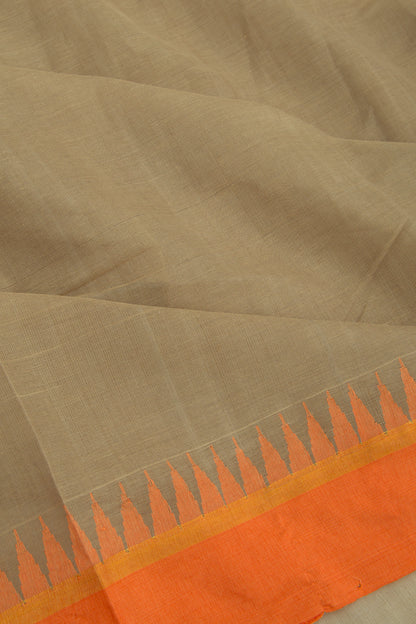 Ponduru Handspun Cotton Plain Brown Saree
