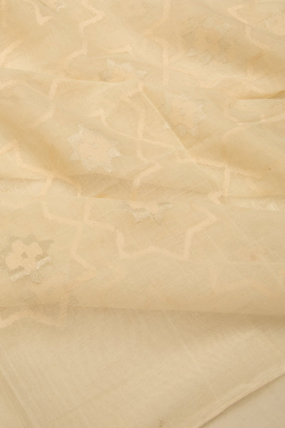 Ponduru Handspun Cotton Jamdani Cream Saree