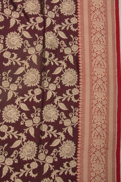 Banarasi Silk Jaal Brown Saree