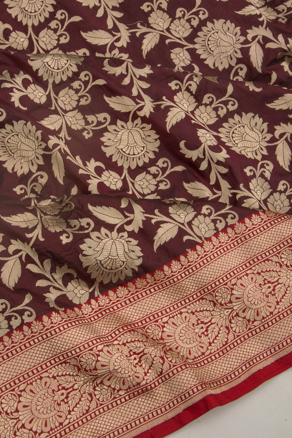 Banarasi Silk Jaal Brown Saree