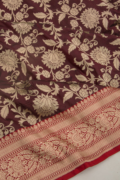 Banarasi Silk Jaal Brown Saree