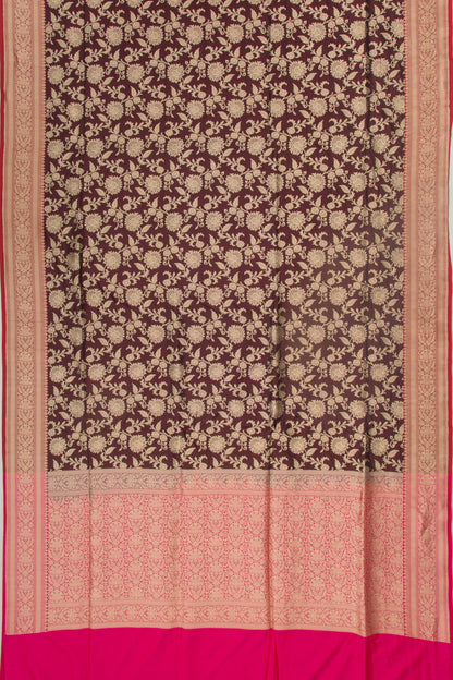 Banarasi Silk Jaal Brown Saree