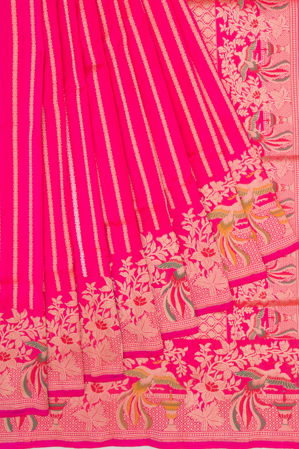 Banarasi Silk Vertical Lines Pink Saree