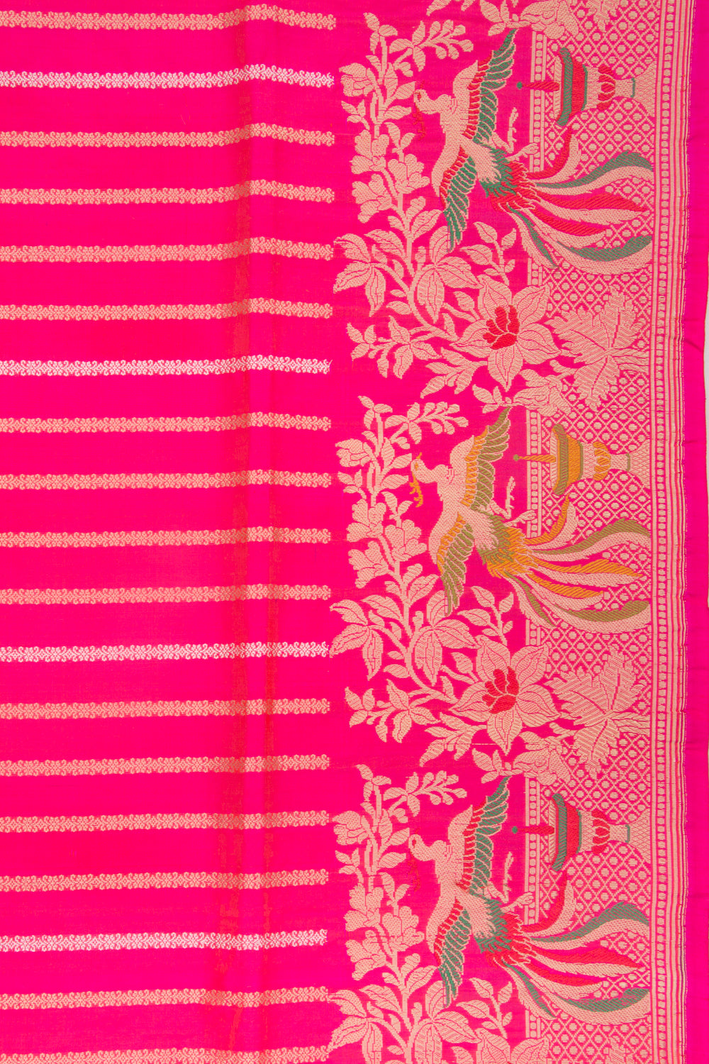 Banarasi Silk Vertical Lines Pink Saree