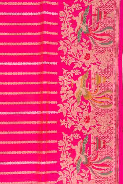 Banarasi Silk Vertical Lines Pink Saree