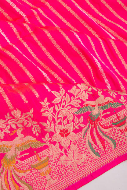 Banarasi Silk Vertical Lines Pink Saree
