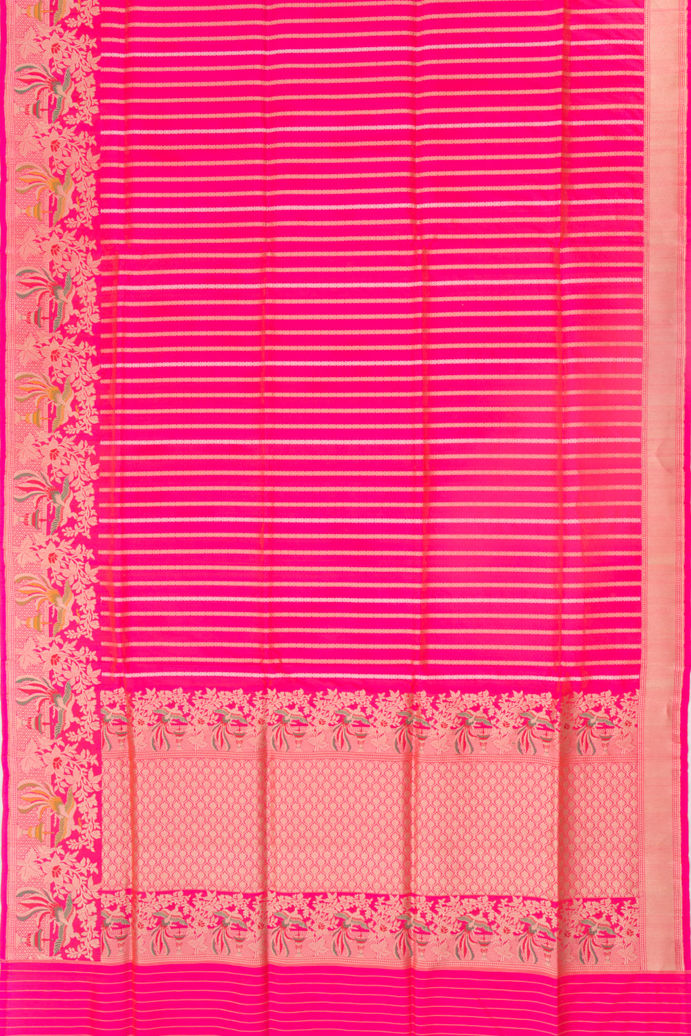 Banarasi Silk Vertical Lines Pink Saree