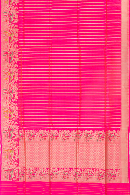 Banarasi Silk Vertical Lines Pink Saree