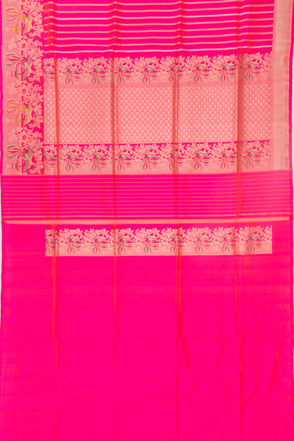Banarasi Silk Vertical Lines Pink Saree