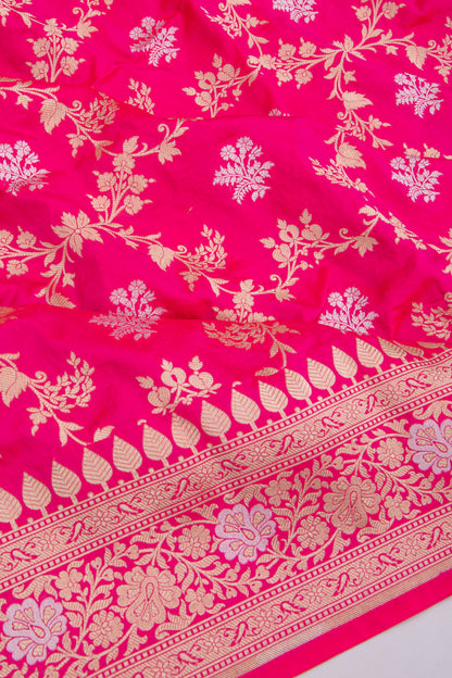 Banarasi Silk Jaal Pink Saree