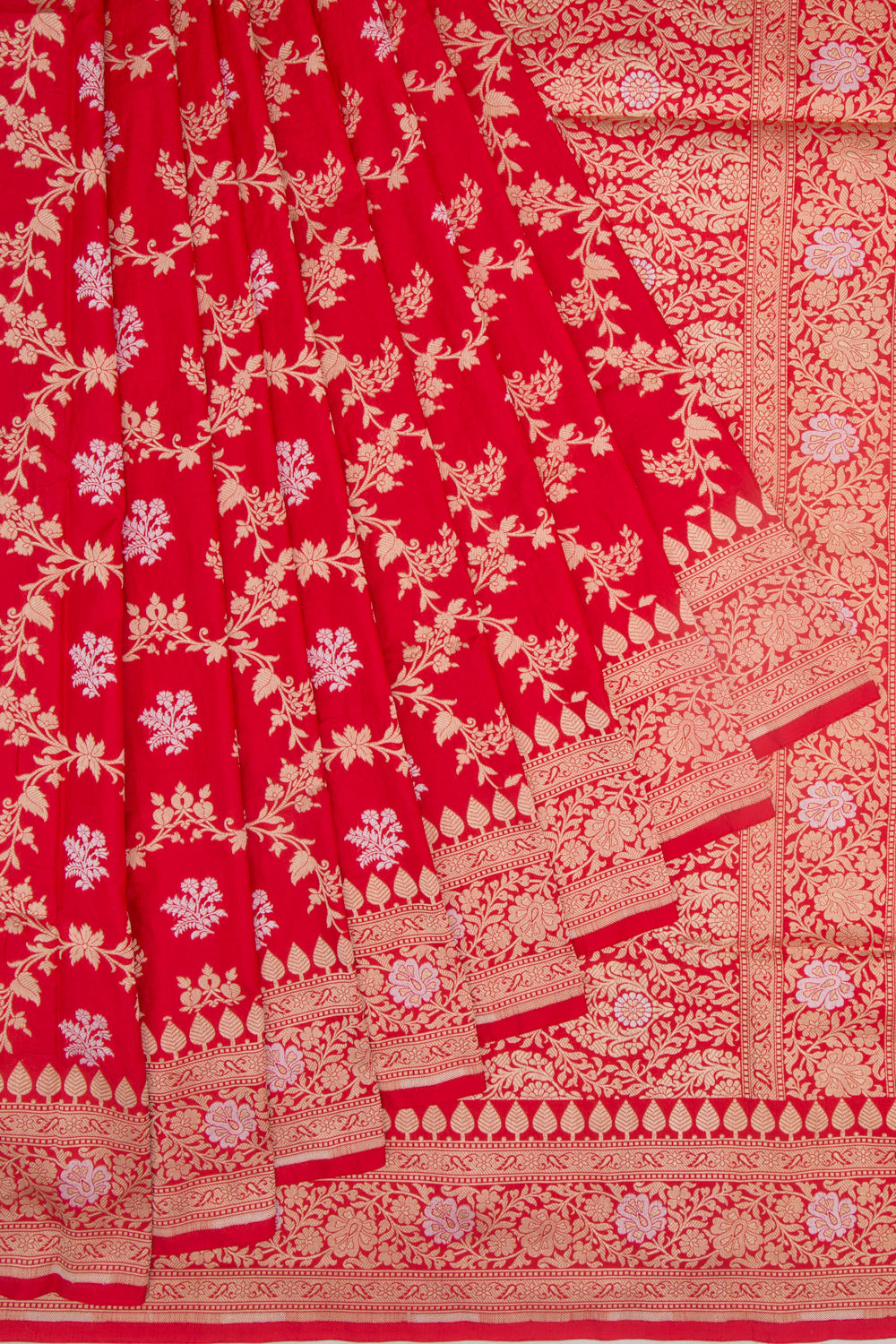 Banarasi Silk Jaal Red Saree