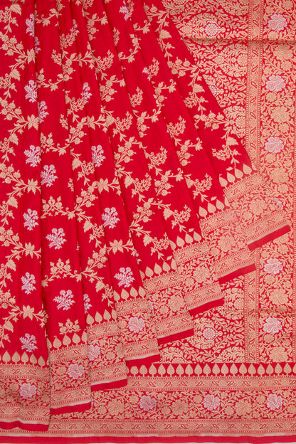 Banarasi Silk Jaal Red Saree