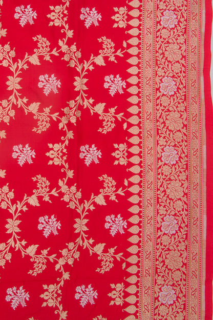 Banarasi Silk Jaal Red Saree