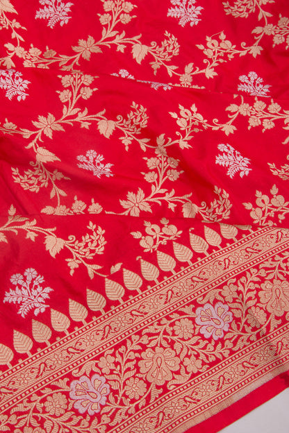 Banarasi Silk Jaal Red Saree