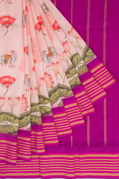 Kanchipuram Silk Printed Pastel Pink Saree